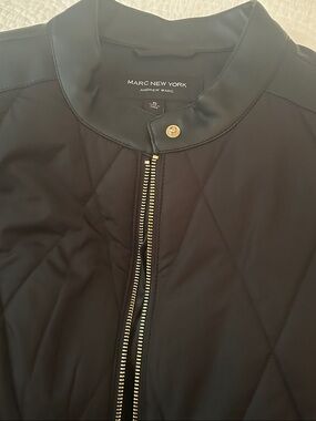 Marc New York Black Quilted /Faux leather Jacket with Gold Hardware XL